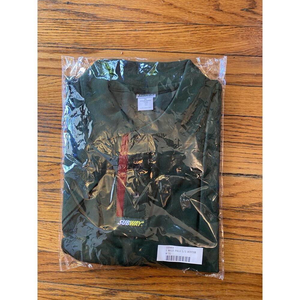 Subway Uniform Black Polo Shirt Male Size XL Short Sleeve Brand New Green